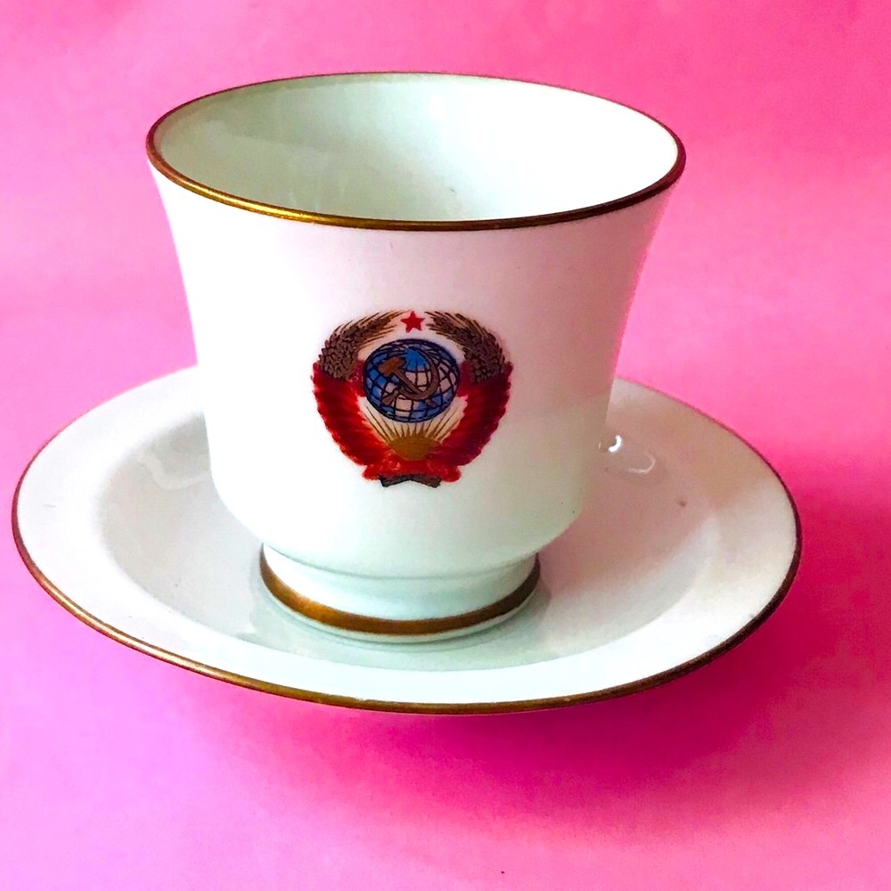 Antique fine china cup with saucer
